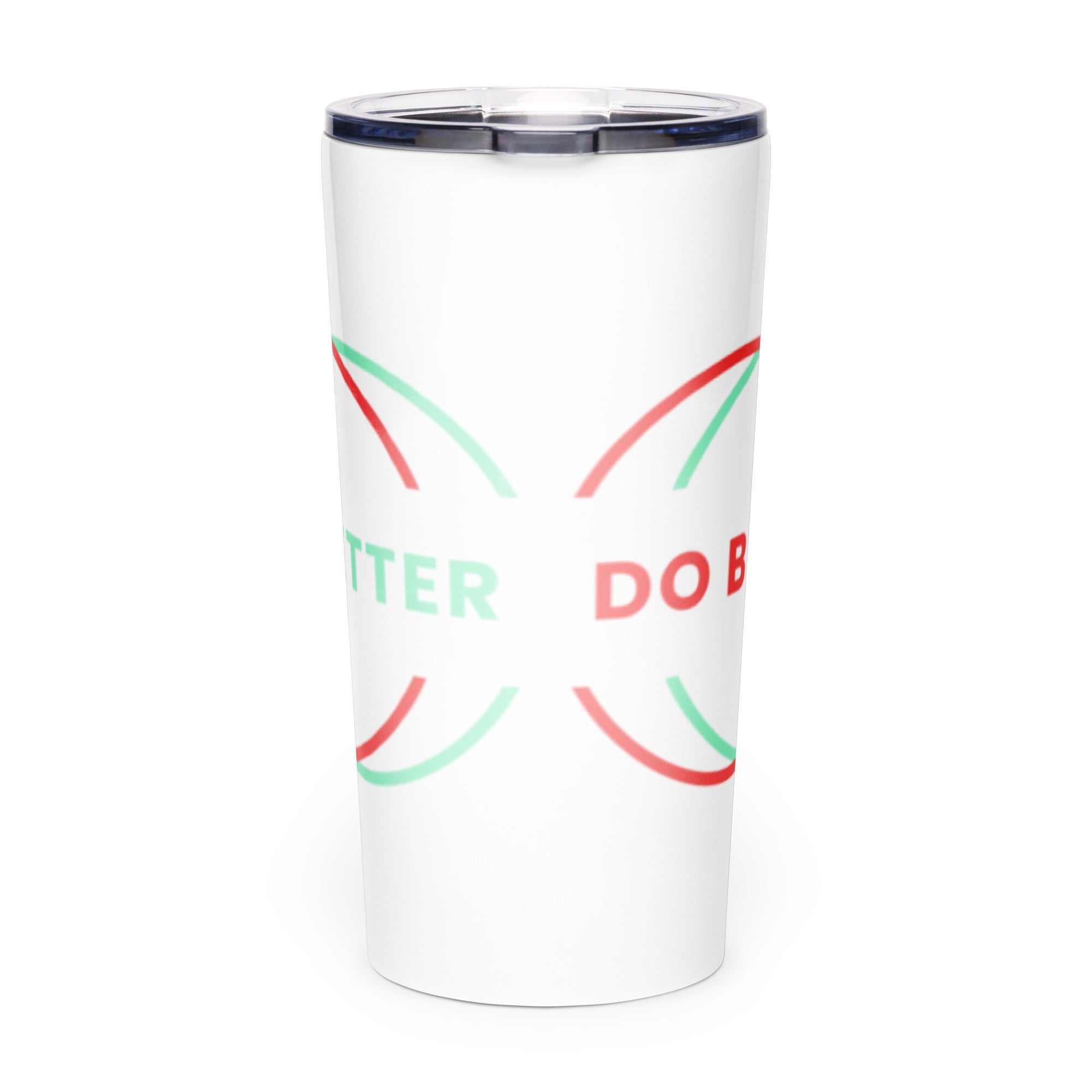 White do better tumbler with colorful modern design and clear lid by Scaling Better