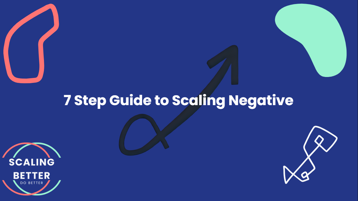Scaling Better eBook cover with title 7 Step Guide to Scaling Negative and guide to getting out of debt and scale from negative keyword
