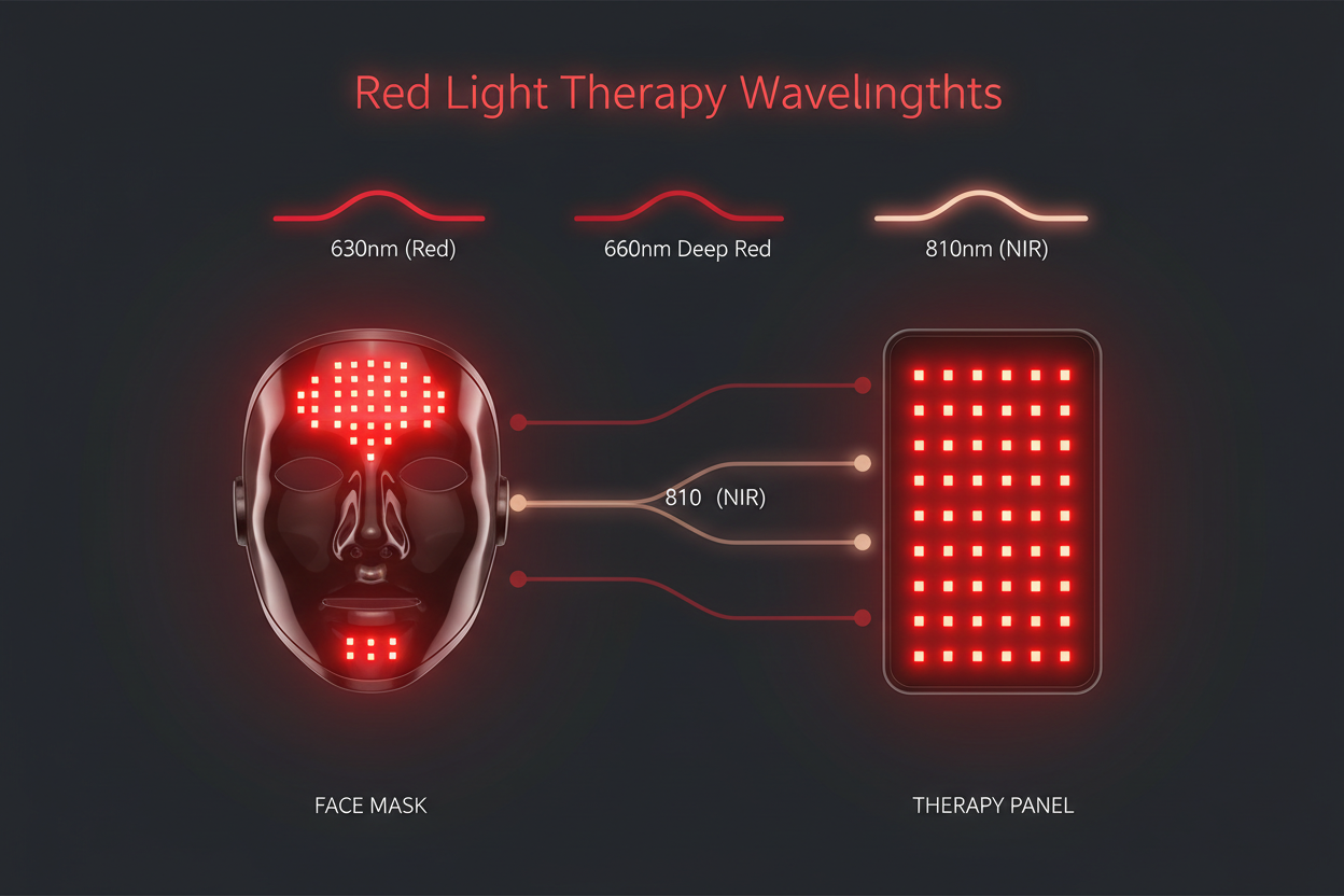 Red Light Therapy Wavelengths Explained: Panels vs. Face Masks