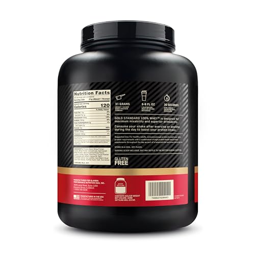 Optimum Nutrition Gold Standard 100% Whey Protein Powder, Cookies & Cream, 5 Pound (Packaging May Vary)