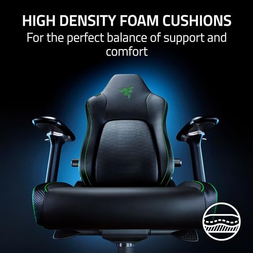 Razer Iskur V2 Gaming Chair: Adaptive Lumbar Support - Adjustable Lumbar Curve - High Density Foam Cushions - Reactive Seat Tilt &152-degree Recline - 4D Armrests - Fabric - Dark Grey