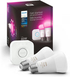 Philips Hue smart light starter kit with bridge and two white and color ambiance LED bulbs