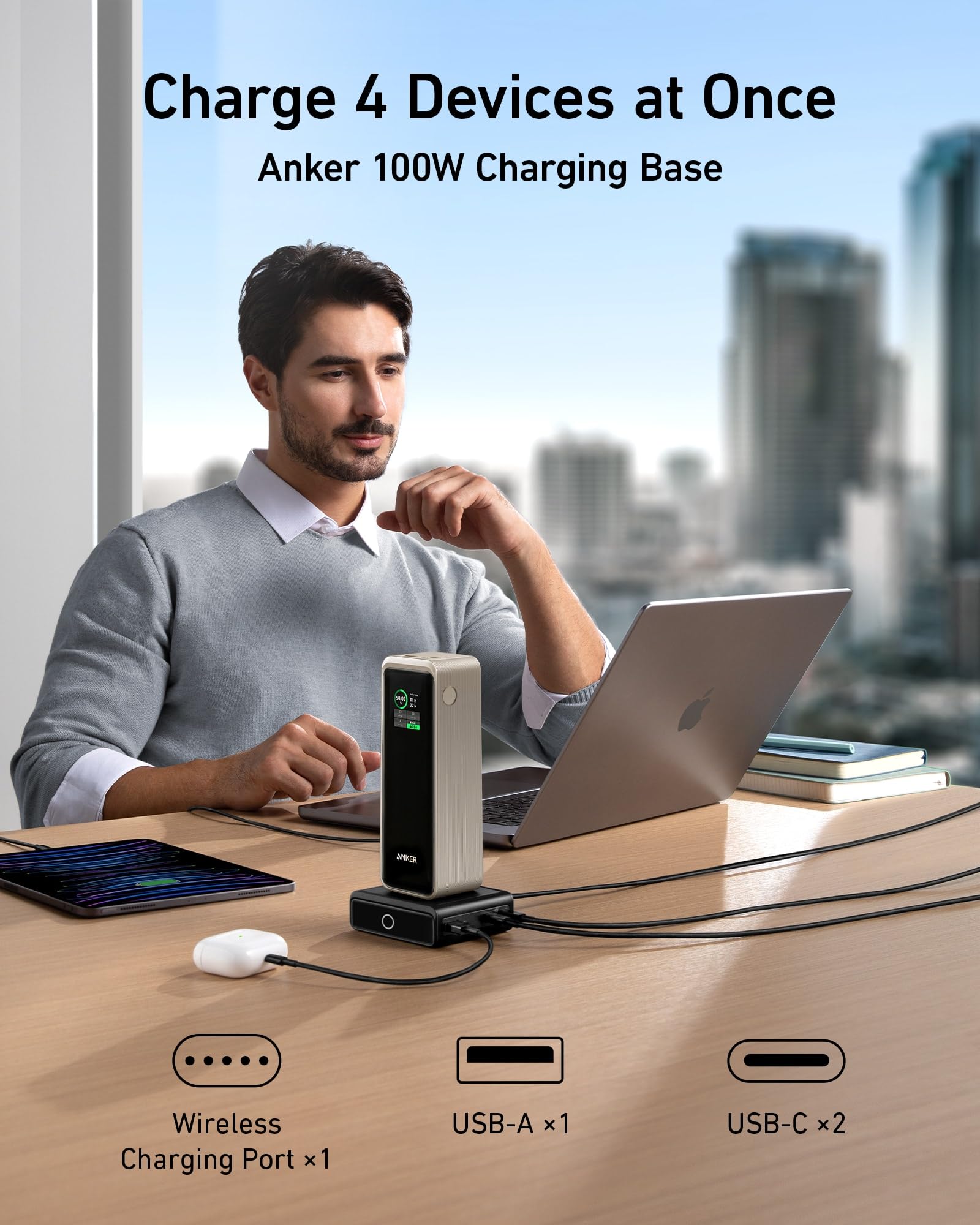 ANKER Prime Power Bank, 27,650mAh 3-Port 250W Portable Charger for Travel, TSA-Approved, Smart App, for MacBook Pro/Air, iPhone 16/15/14 Series, Samsung, Laptops, and More