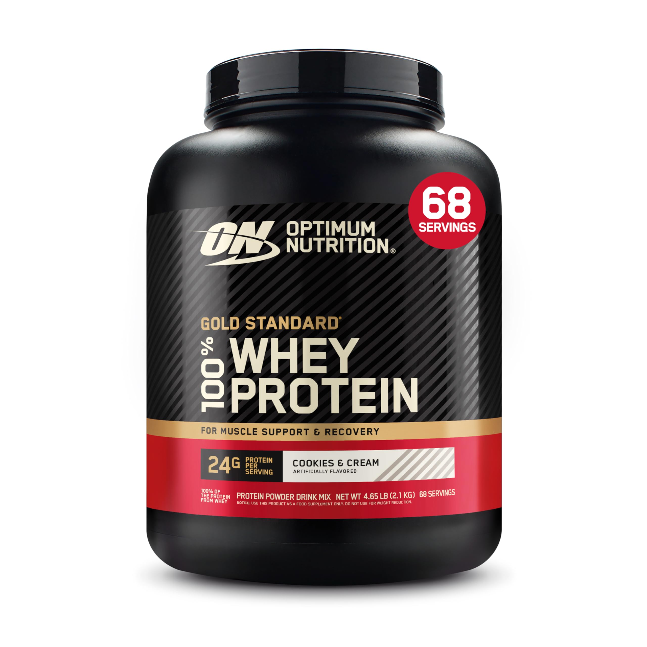 Optimum Nutrition Gold Standard 100% Whey Protein Powder, Cookies & Cream, 5 Pound (Packaging May Vary)
