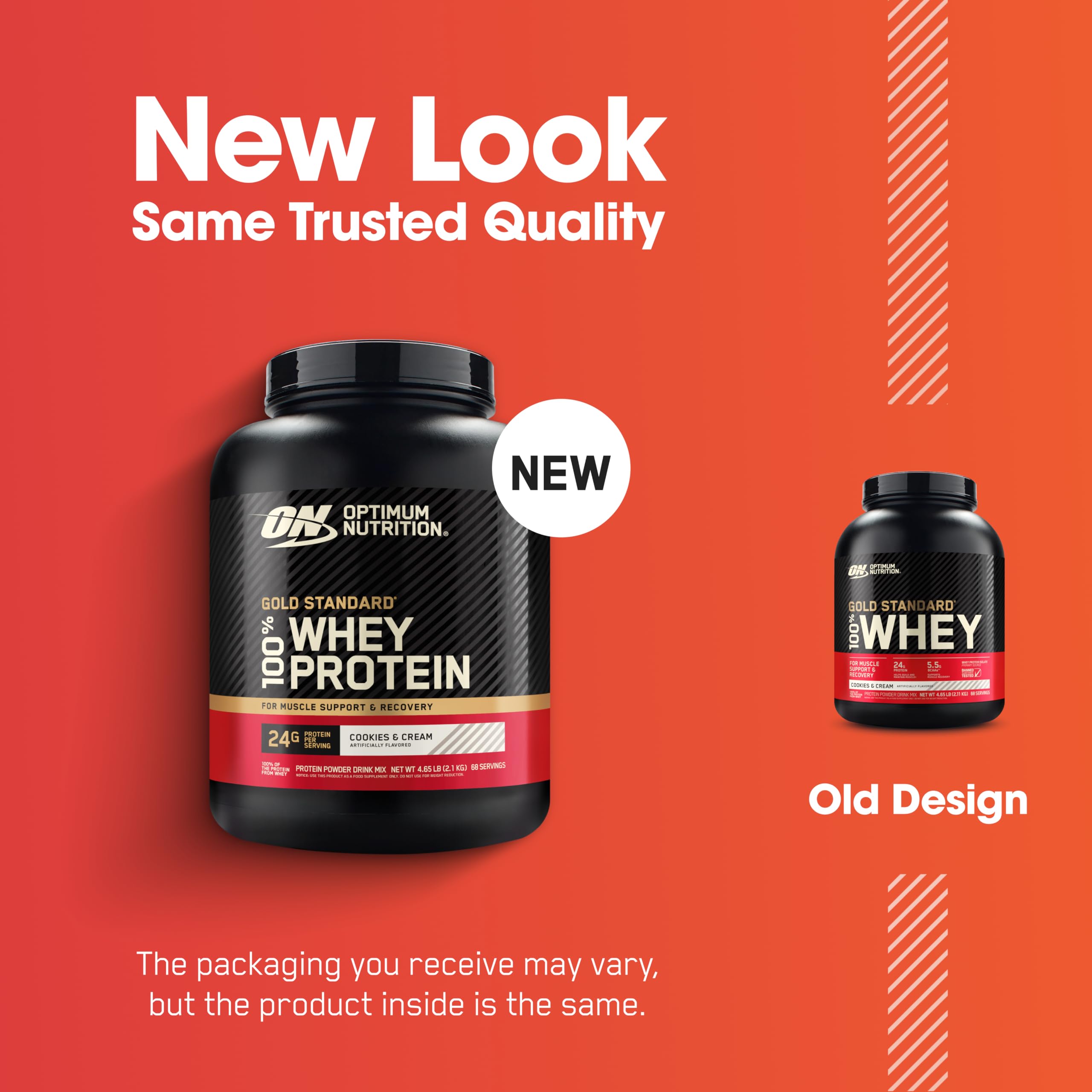 Optimum Nutrition Gold Standard 100% Whey Protein Powder, Cookies & Cream, 5 Pound (Packaging May Vary)