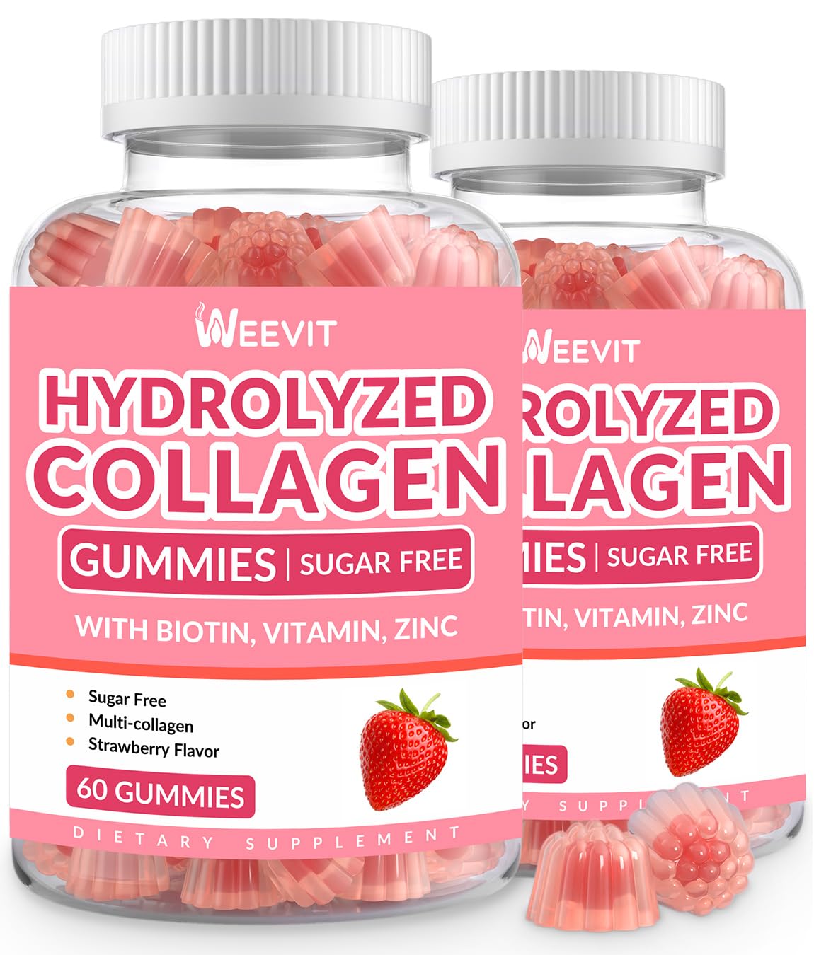 WEEVIT sugar-free collagen gummies with biotin vitamin C D B12 for skin hair nails and joint support