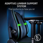 Razer Iskur V2 Gaming Chair: Adaptive Lumbar Support - Adjustable Lumbar Curve - High Density Foam Cushions - Reactive Seat Tilt &152-degree Recline - 4D Armrests - Fabric - Dark Grey