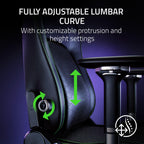 Razer Iskur V2 Gaming Chair: Adaptive Lumbar Support - Adjustable Lumbar Curve - High Density Foam Cushions - Reactive Seat Tilt &152-degree Recline - 4D Armrests - Fabric - Dark Grey