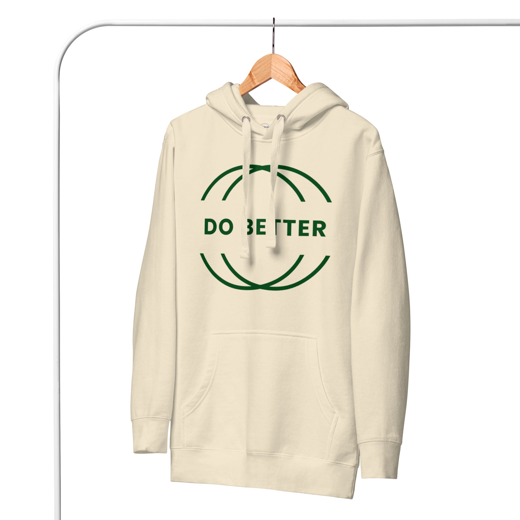 Do better hoodie cream city cream-colored hoodie with green do better print and front pocket