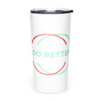 White do better tumbler by Scaling Better with red and green curved line design and clear lid