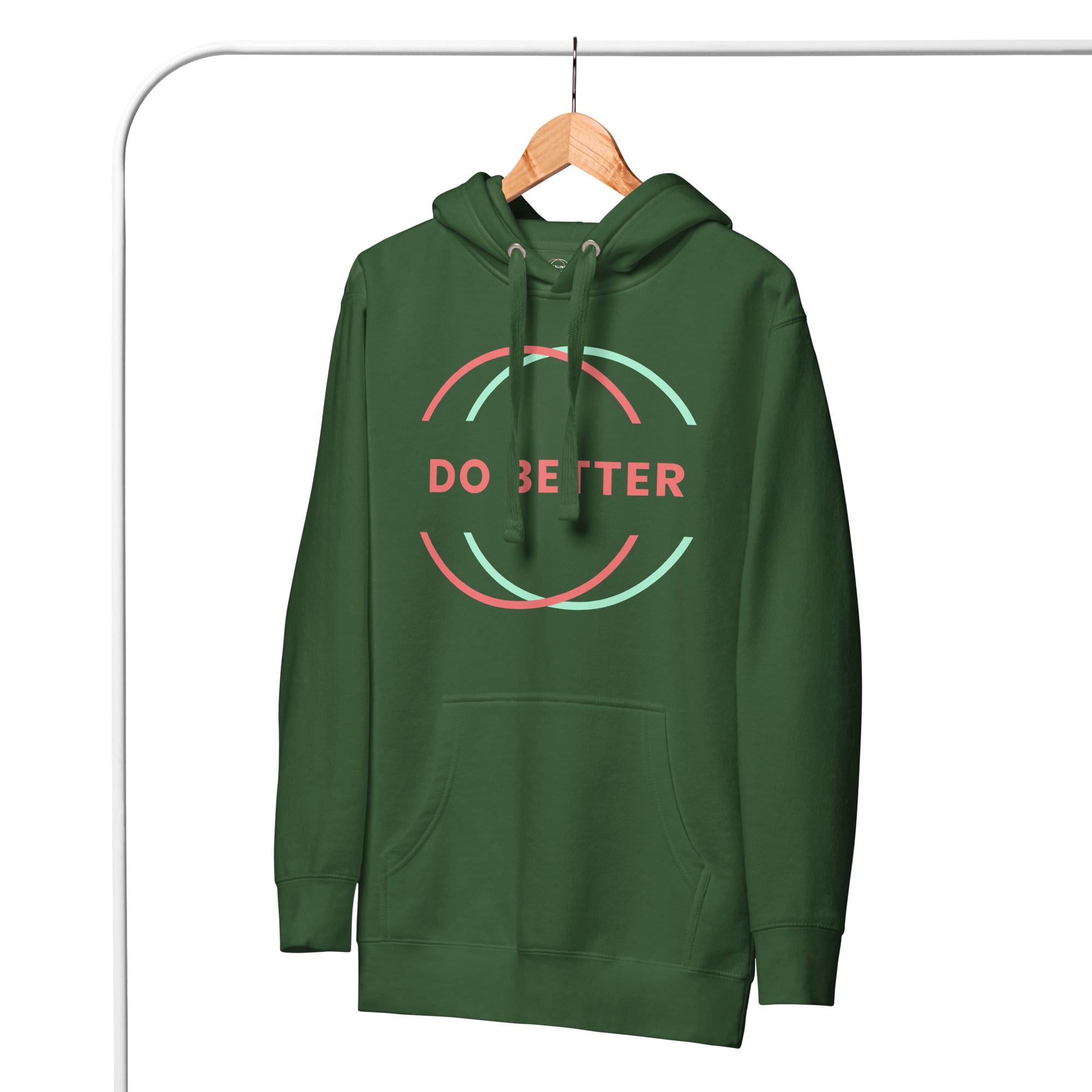 Scaling Better green Do Better Hoodie with front pocket and drawstring hood