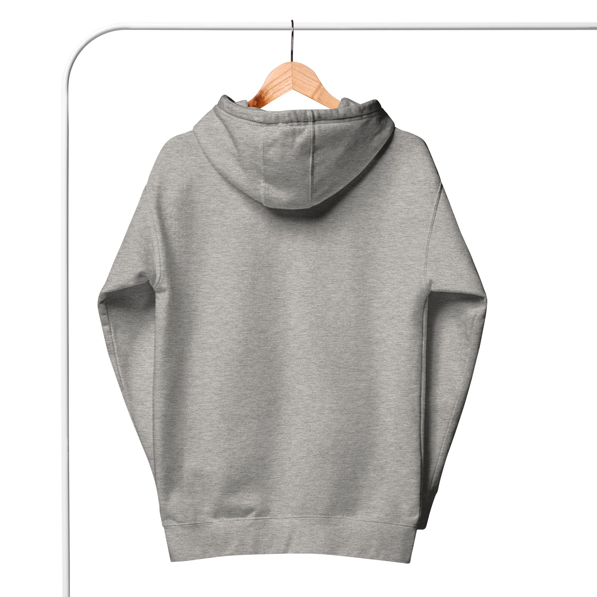 Gray Do Better Hoodie by Scaling Better shown from the back with hood and long sleeves