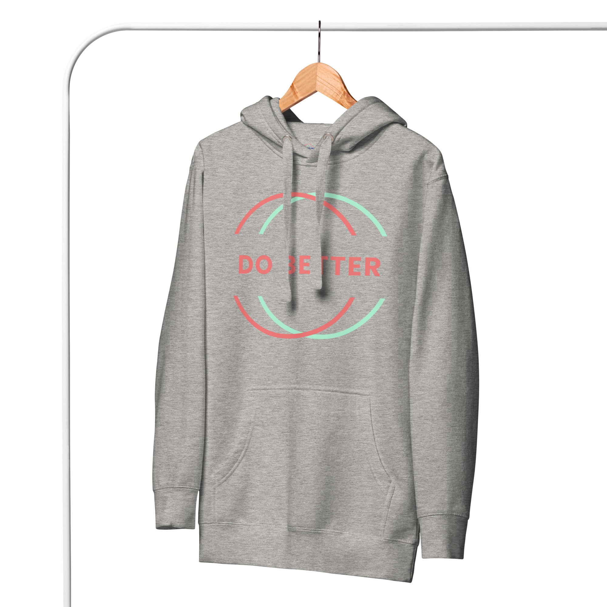 Gray Do Better Hoodie by Scaling Better with front pocket and colorful circular design on chest